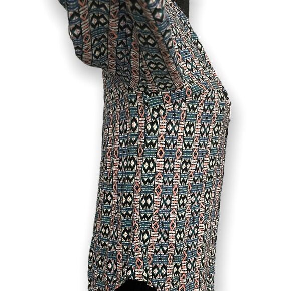 Geometric Printed Multicolored Blouse By Life Style Size Medium Casual Workwear - Picture 5 of 7